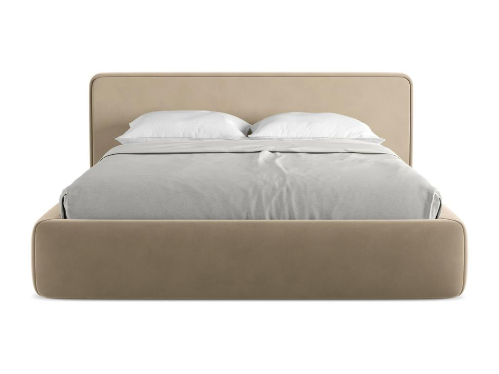Letto in velluto beige, 160 x 200 cm