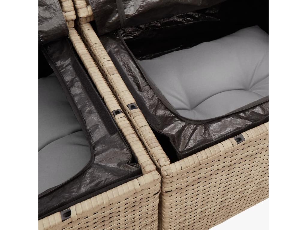 Set di mobili da esterno in vimini intrecciato in resina beige - dlz1766572264805