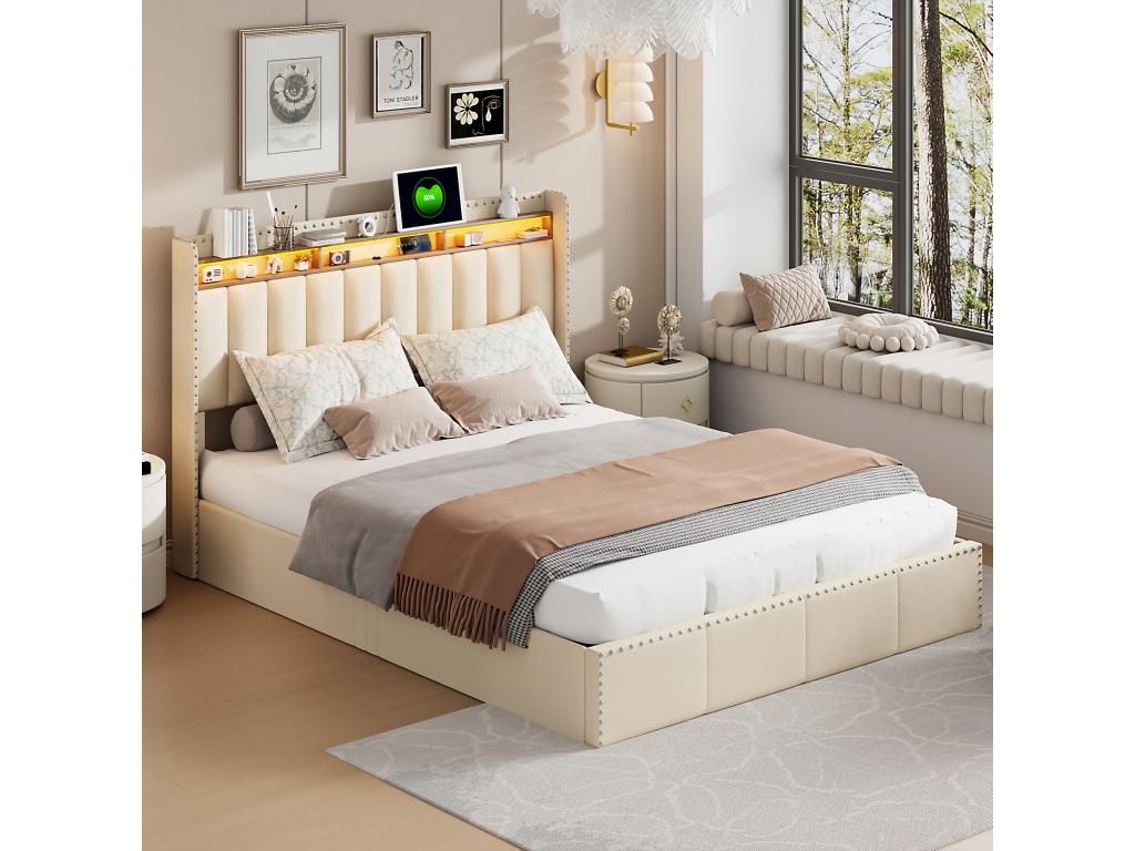 Letto beige, 140 x 200 cm