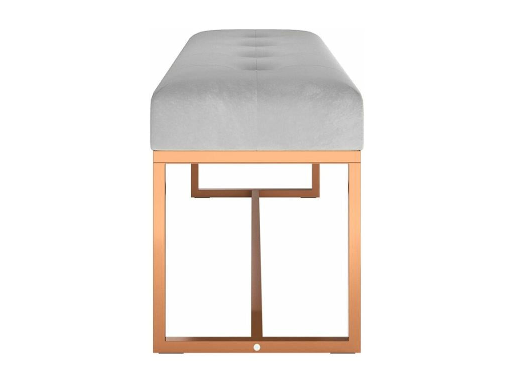 Panca in velluto grigio, 110 x 36 x 45 cm