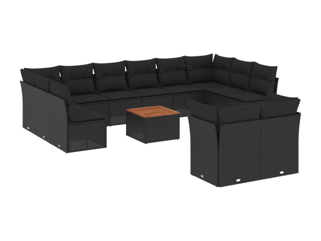 Set di mobili da esterno in vimini intrecciato in resina nera - dlz1766572316492