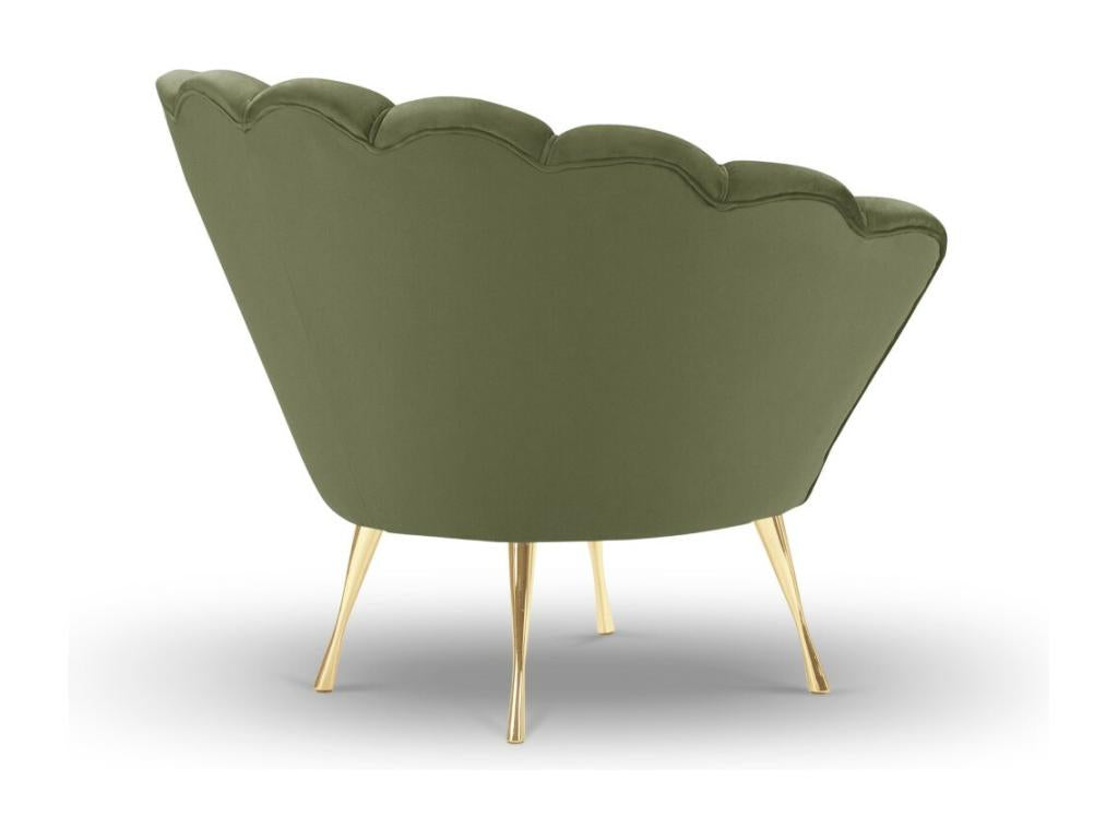 Poltrona in velluto verde, 98 x 78 x 76 cm