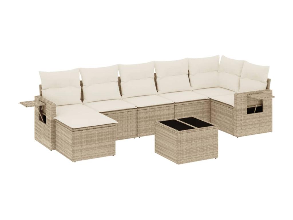 Set di mobili da esterno in vimini intrecciato in resina beige - dlz1766572309979