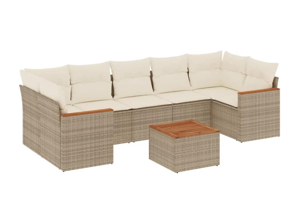 Set di mobili da esterno in vimini intrecciato in resina beige - dlz1766572728943