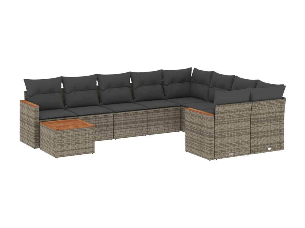 Set di mobili da esterno in vimini intrecciato in resina grigia - dlz1766572196293