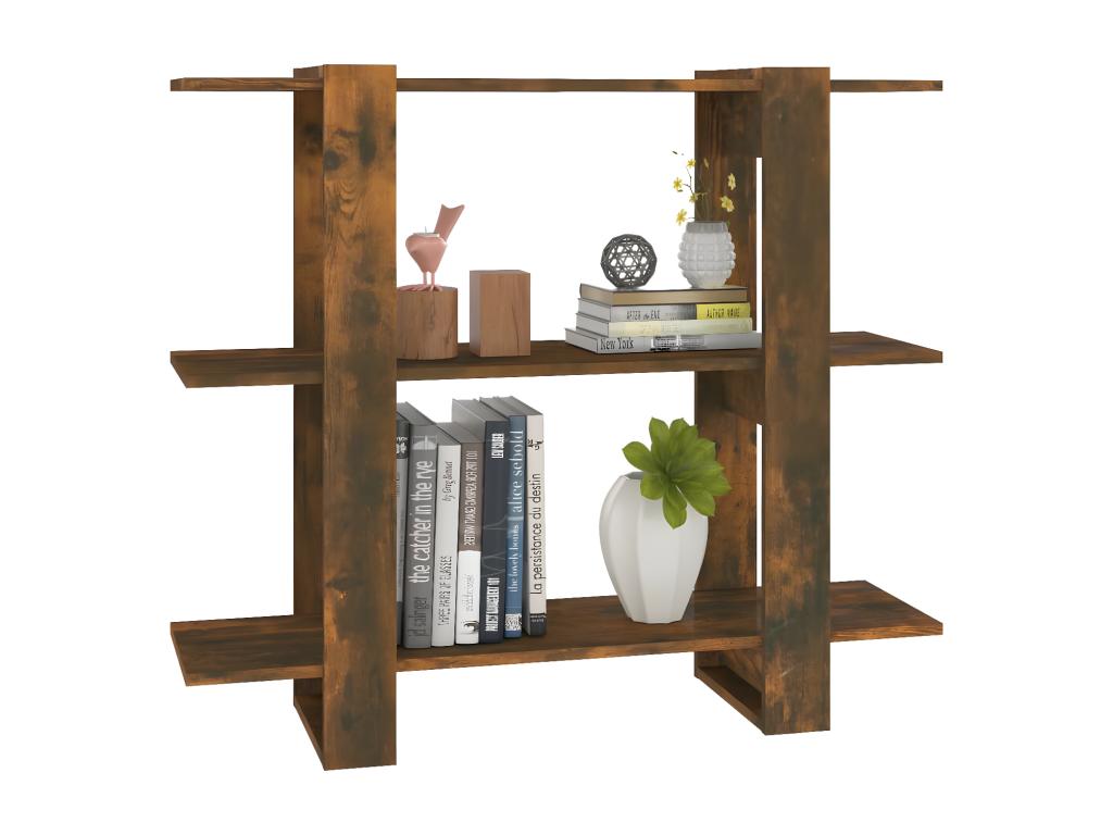 Libreria in legno di rovere marrone, 100 x 30 x 87 cm