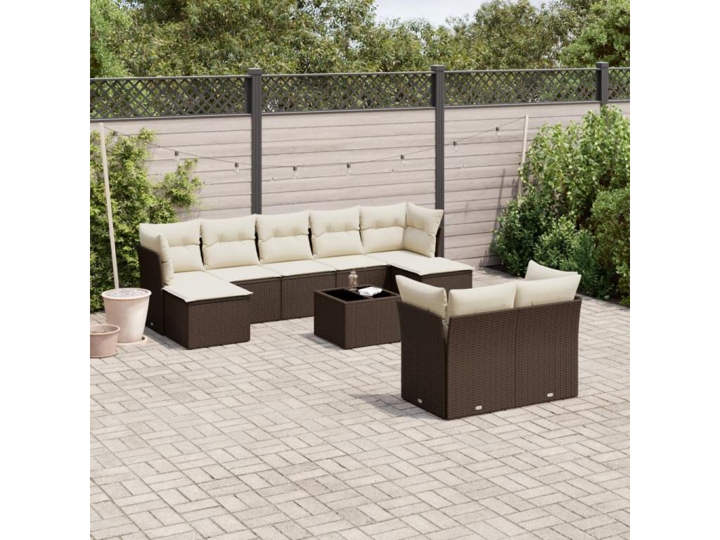 Set di mobili da esterno in vimini intrecciato in resina marrone