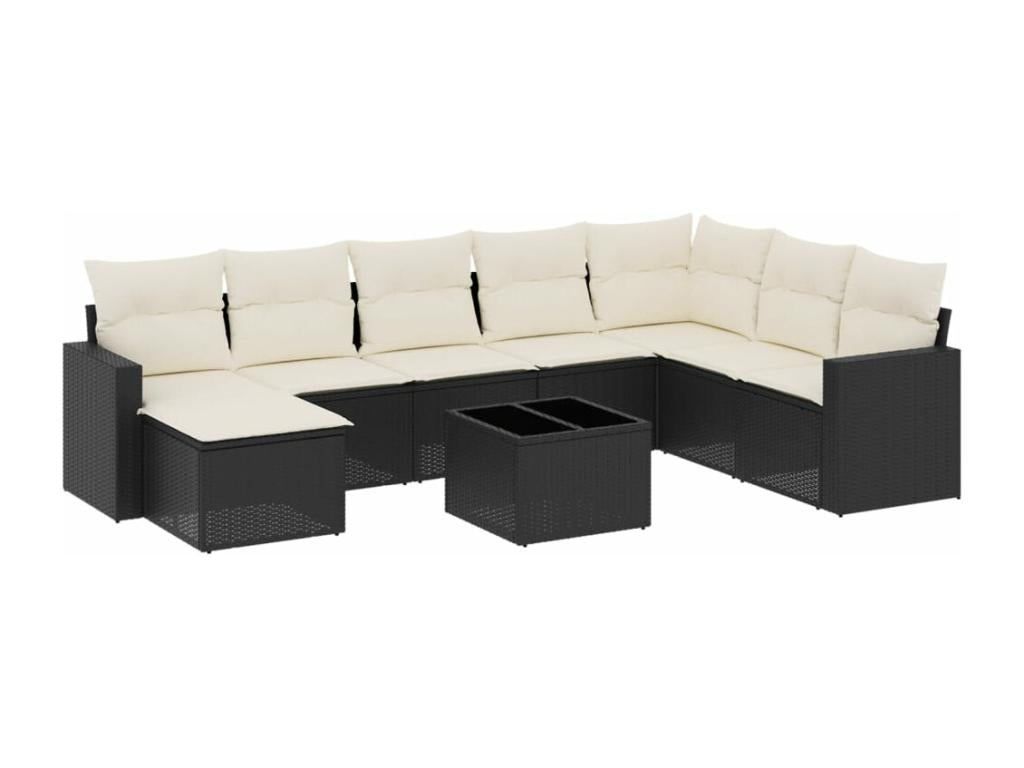Set di mobili da esterno in vimini intrecciato in resina nera - dlz1766573064317