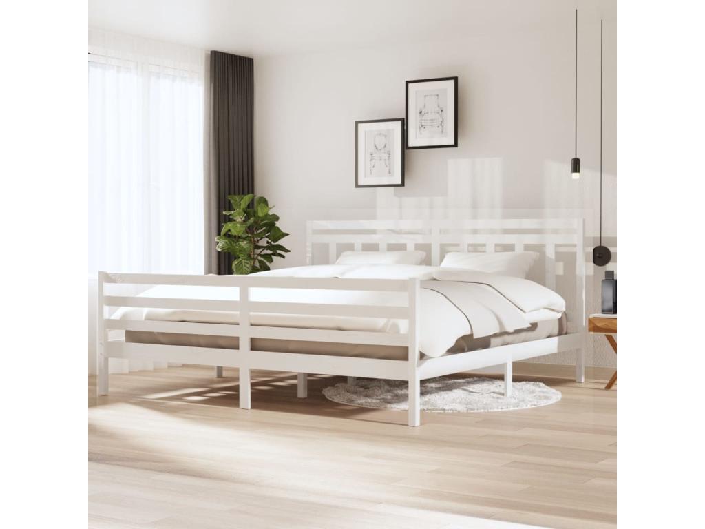 Letto in legno massello bianco, 200 x 200 cm