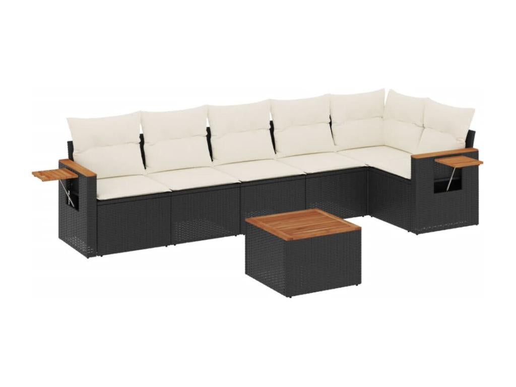 Set di mobili da esterno in vimini intrecciato in resina nera - dlz1766572286736