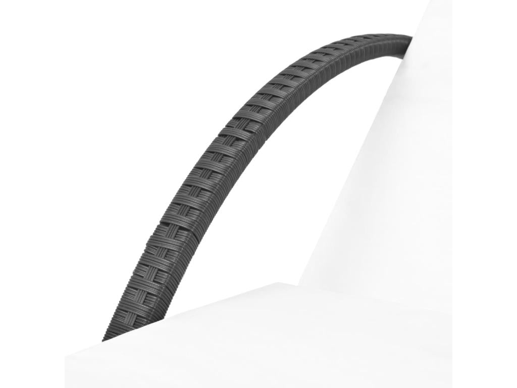 Chaise longue in vimini intrecciato in resina nera