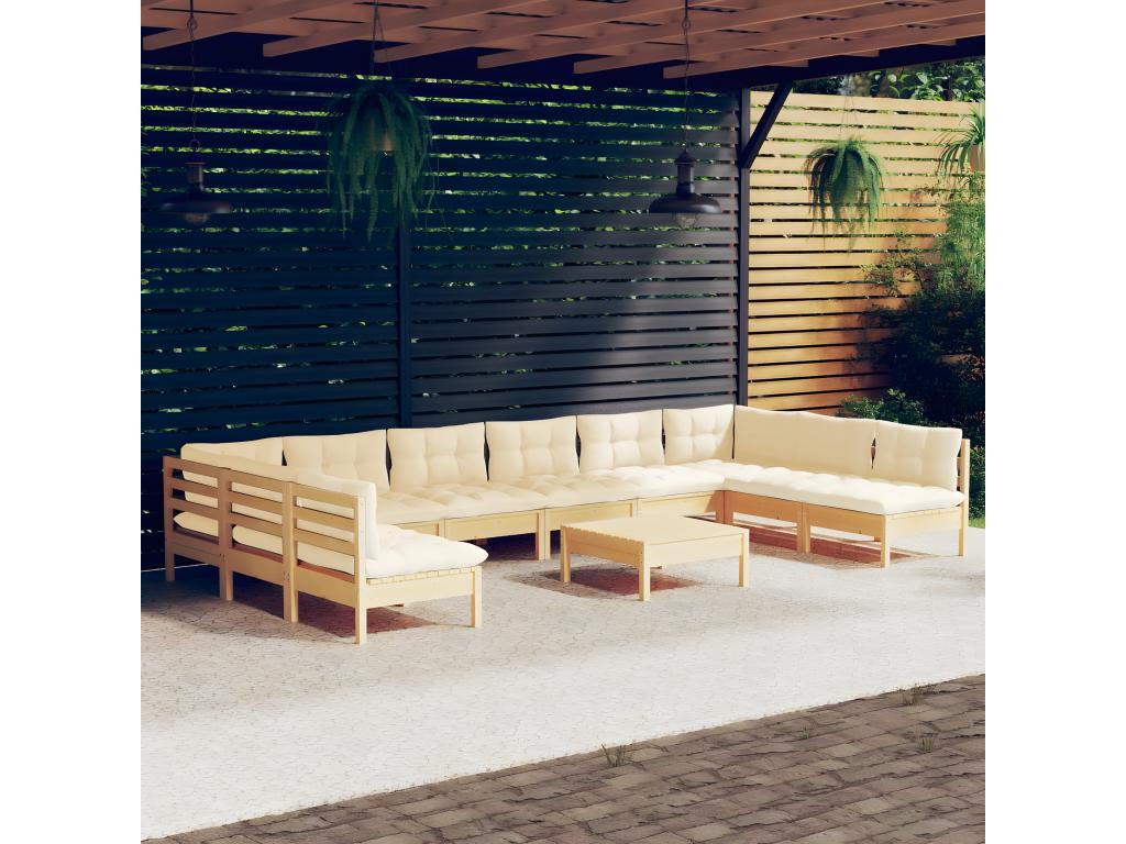 Set di mobili da esterno in legno di pino beige