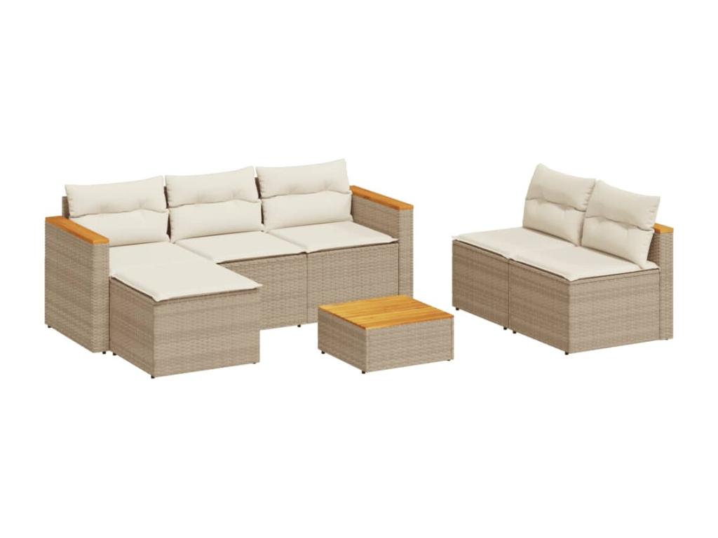 Set di mobili da esterno in vimini intrecciato in resina beige - dlz1766572280612