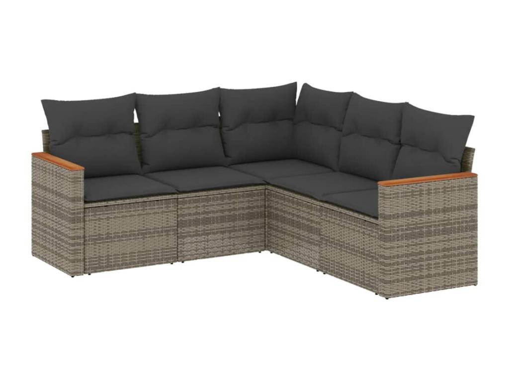 Set di mobili da esterno in vimini intrecciato in resina grigia - dlz1766572918319