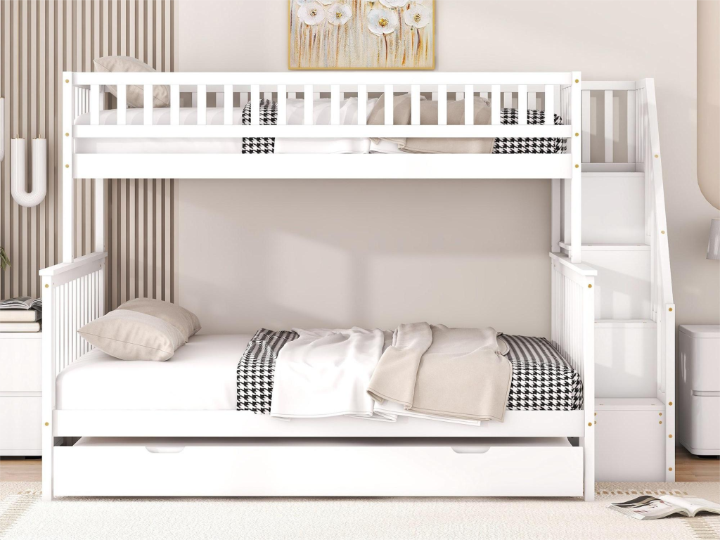 Letto in legno di pino bianco, 90 x 200 cm - dlz1766572274600