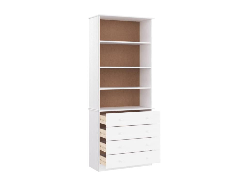 Libreria in legno massello bianco, 77 x 35 x 186,5 cm