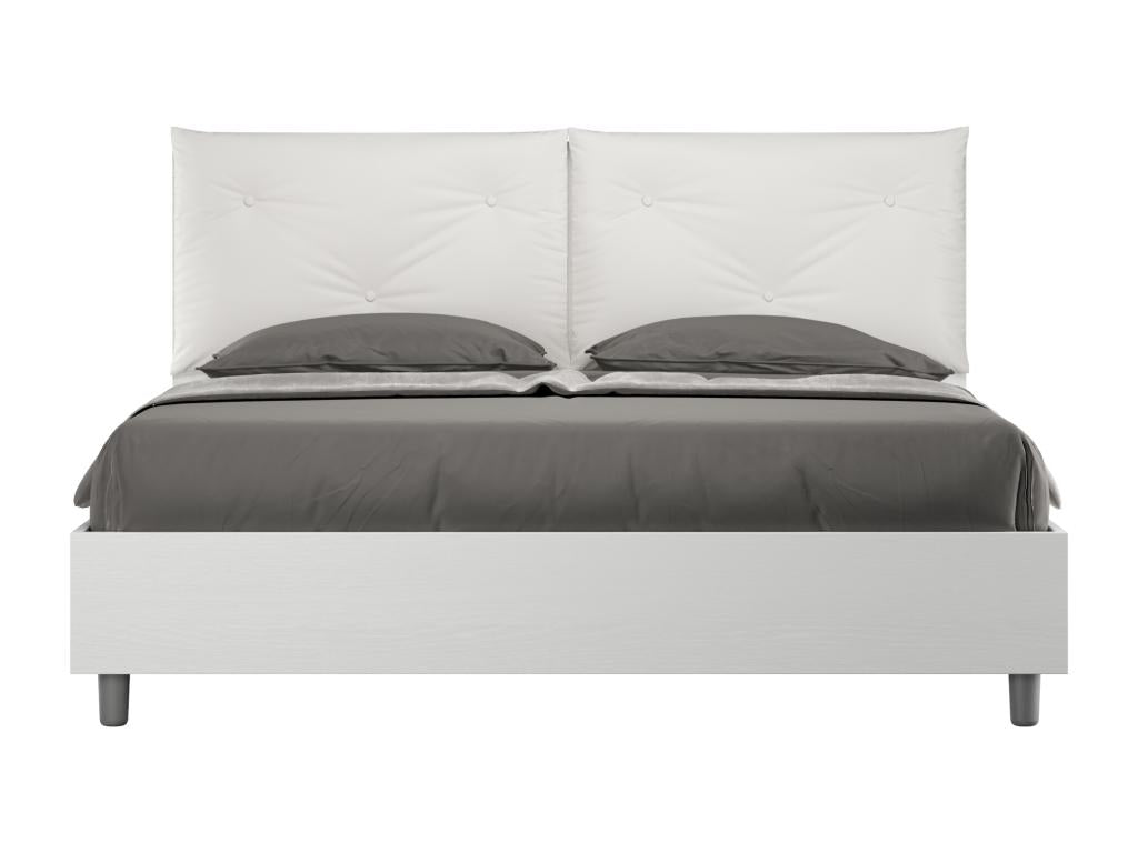 Letto in similpelle bianca, 160 x 200 cm