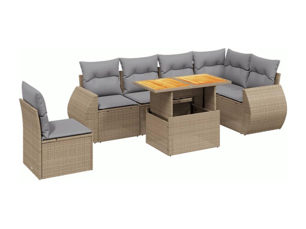 Set di mobili da esterno in vimini intrecciato in resina beige - dlz1766572306019