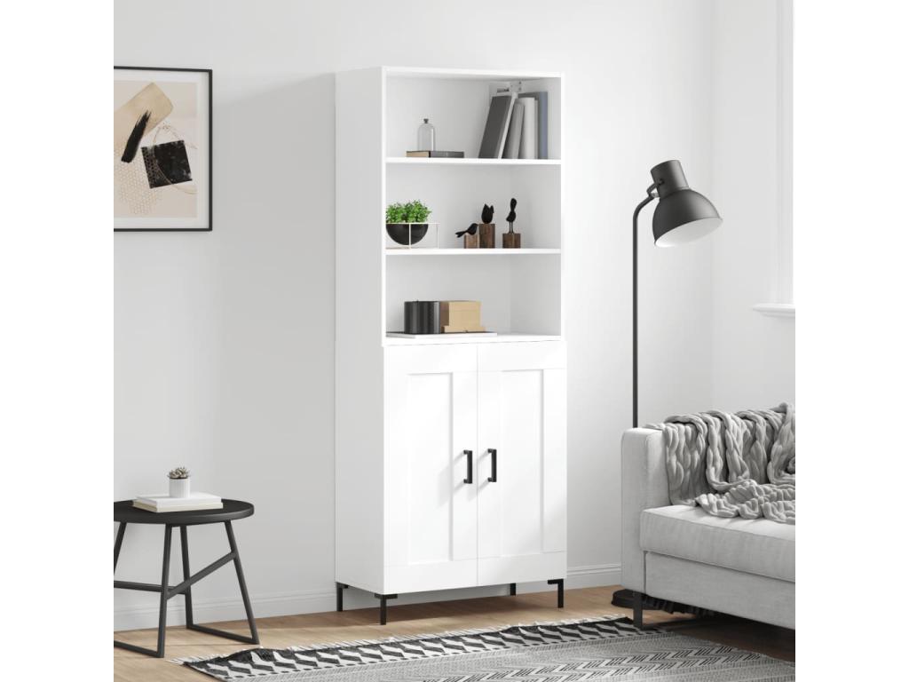Credenza in legno ingegnerizzato bianco, 69,5 x 34 x 180 cm