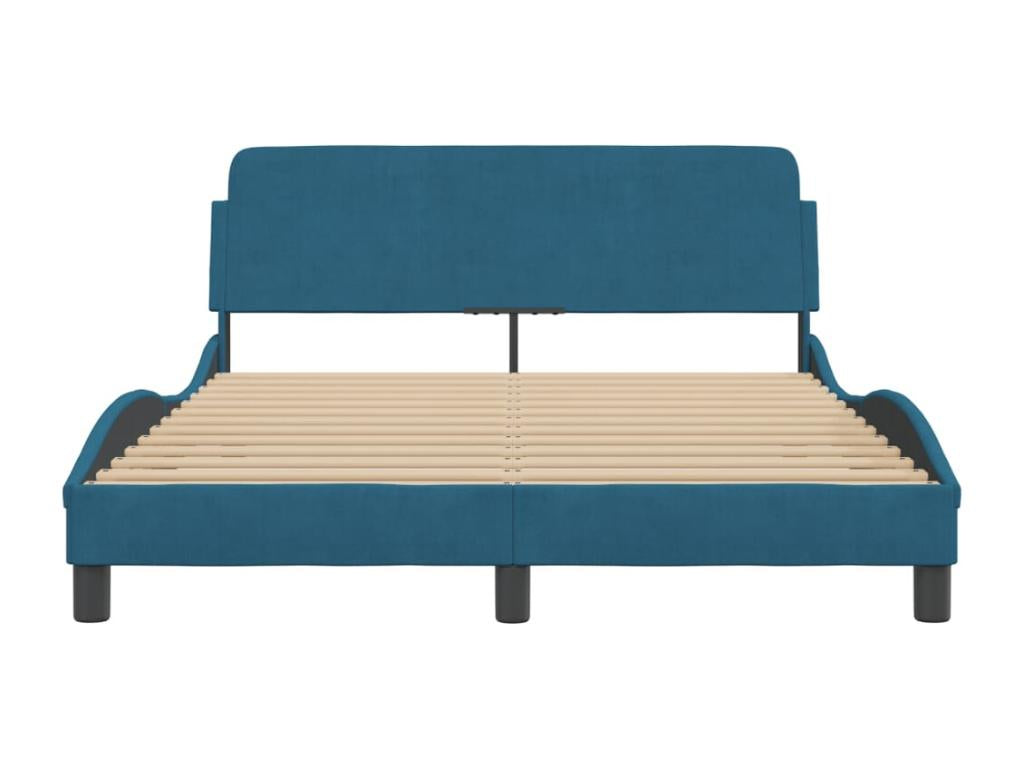 Struttura letto in velluto blu, 140 x 200 cm