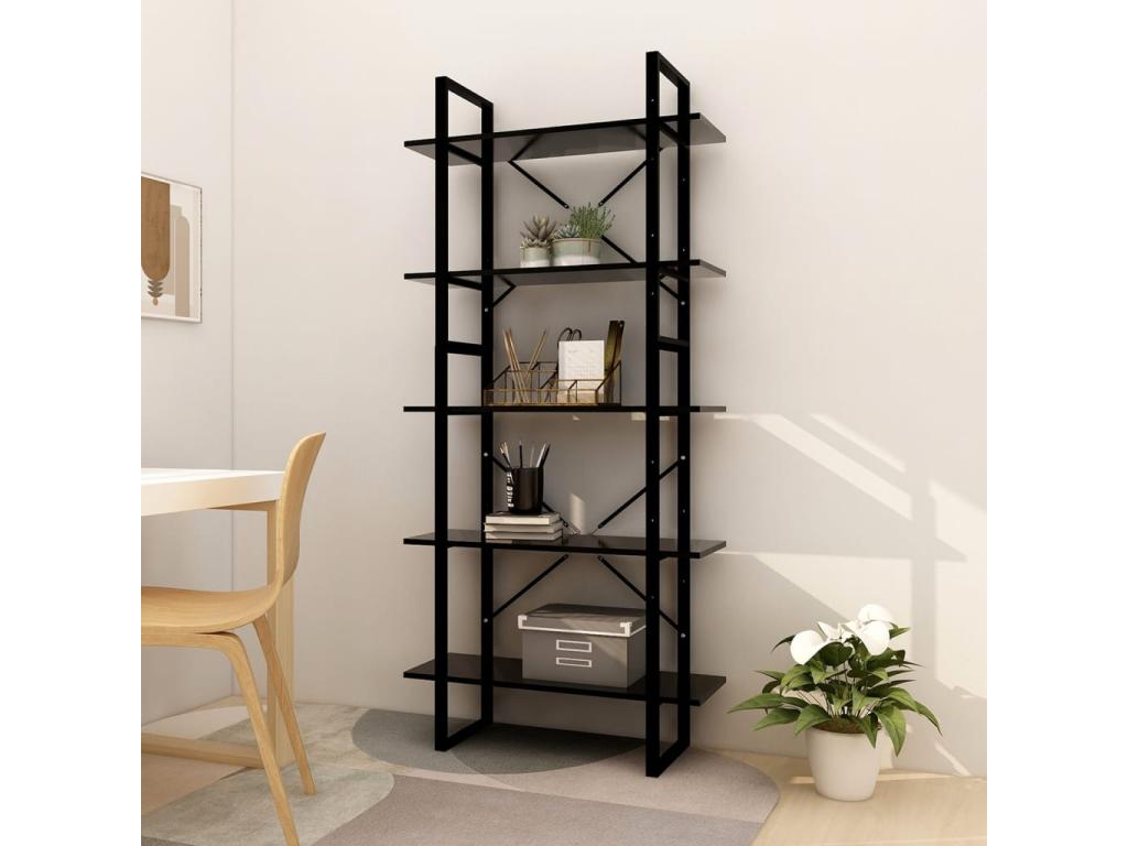 Libreria nera, 80 x 30 x 175 cm