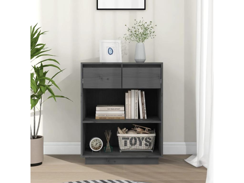 Armadio in legno di pino grigio, 60 x 34 x 75 cm