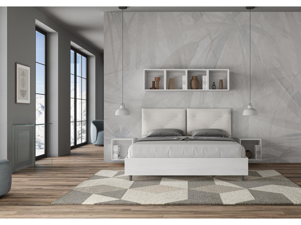 Letto in similpelle bianca, 160 x 200 cm