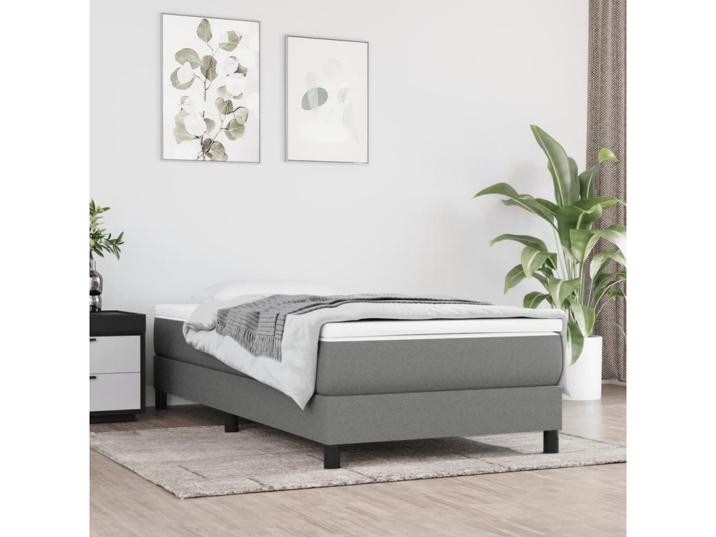 Letto in tessuto grigio, 90 x 200 cm