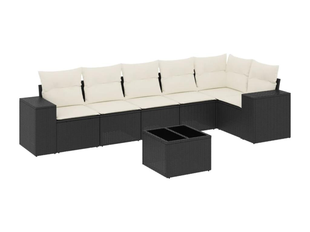 Set di mobili da esterno in vimini intrecciato in resina nera - dlz1766573006551