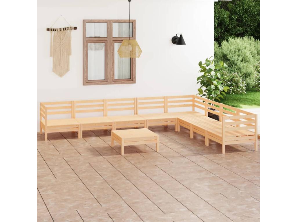 Set di mobili da esterno in legno di pino marrone - dlz1766572787180