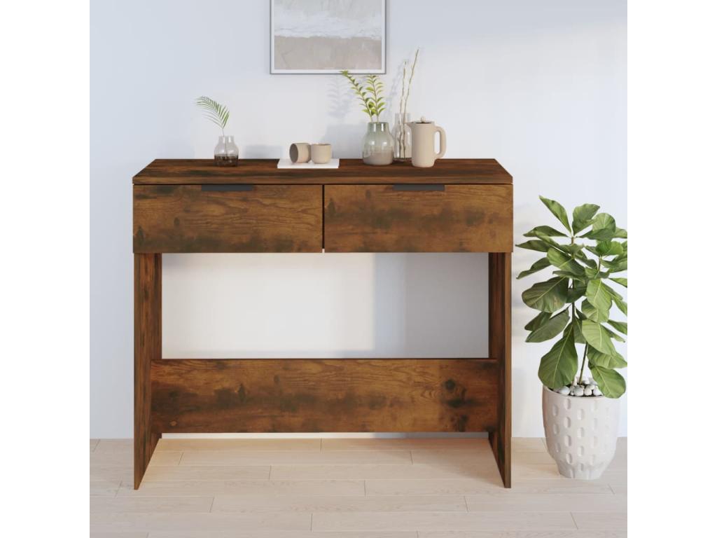 Tavolo in legno di quercia marrone, 90 x 36 x 75 cm