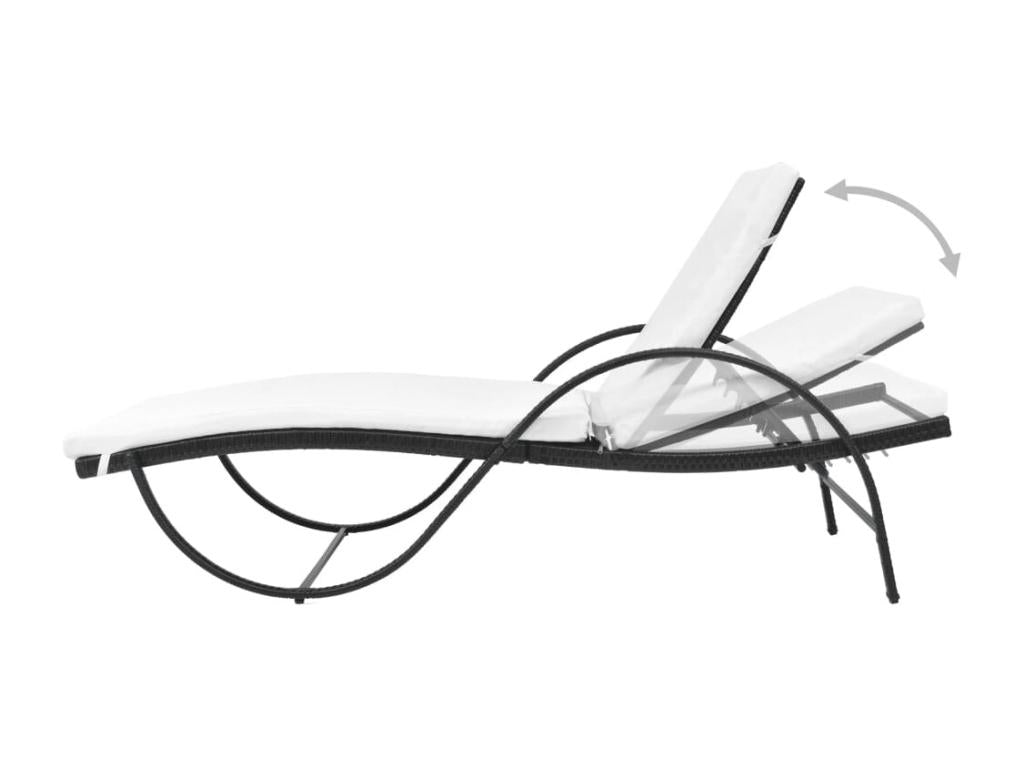 Chaise longue in vimini intrecciato in resina nera