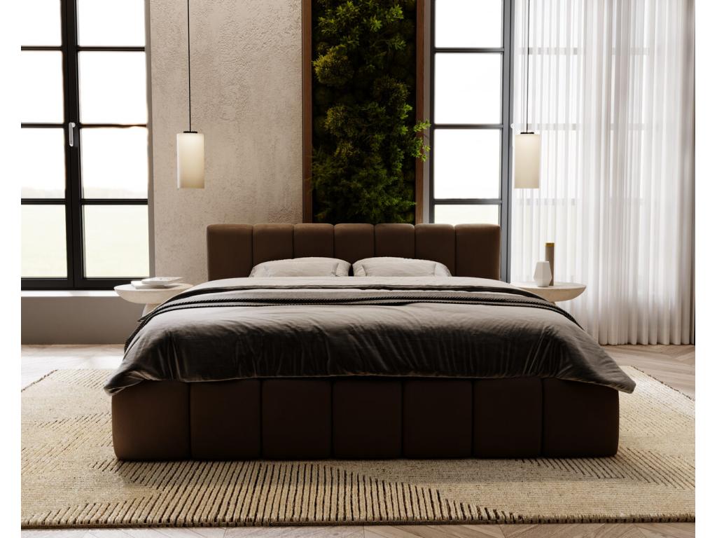 Letto in velluto marrone, 160 x 200 cm