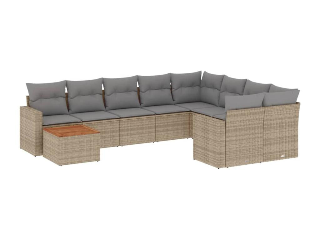 Set di mobili da esterno in vimini intrecciato in resina beige - dlz1766572264805