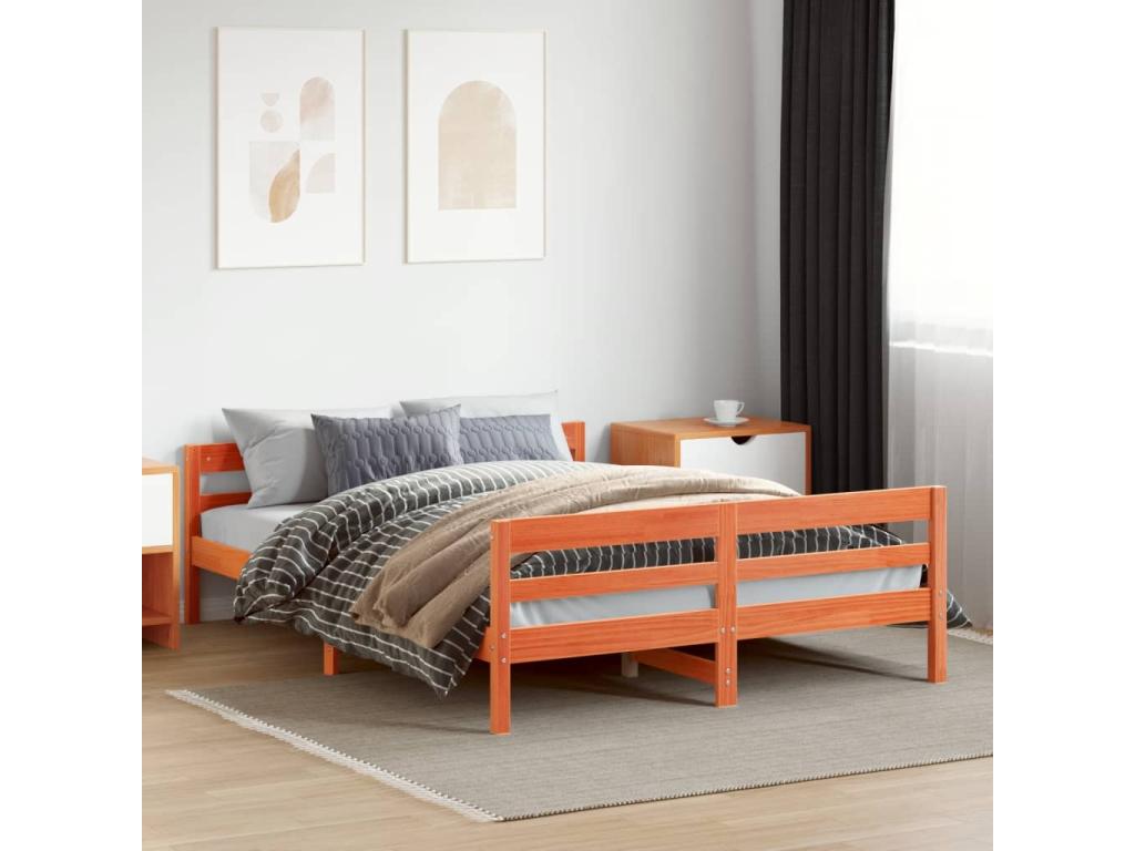 Struttura letto in legno di pino marrone, 120 x 200 cm