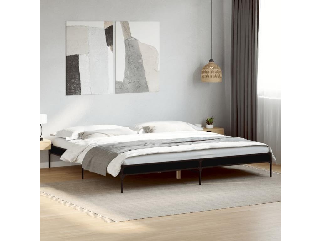 Struttura letto in legno ingegnerizzato nero, 200 x 200 cm