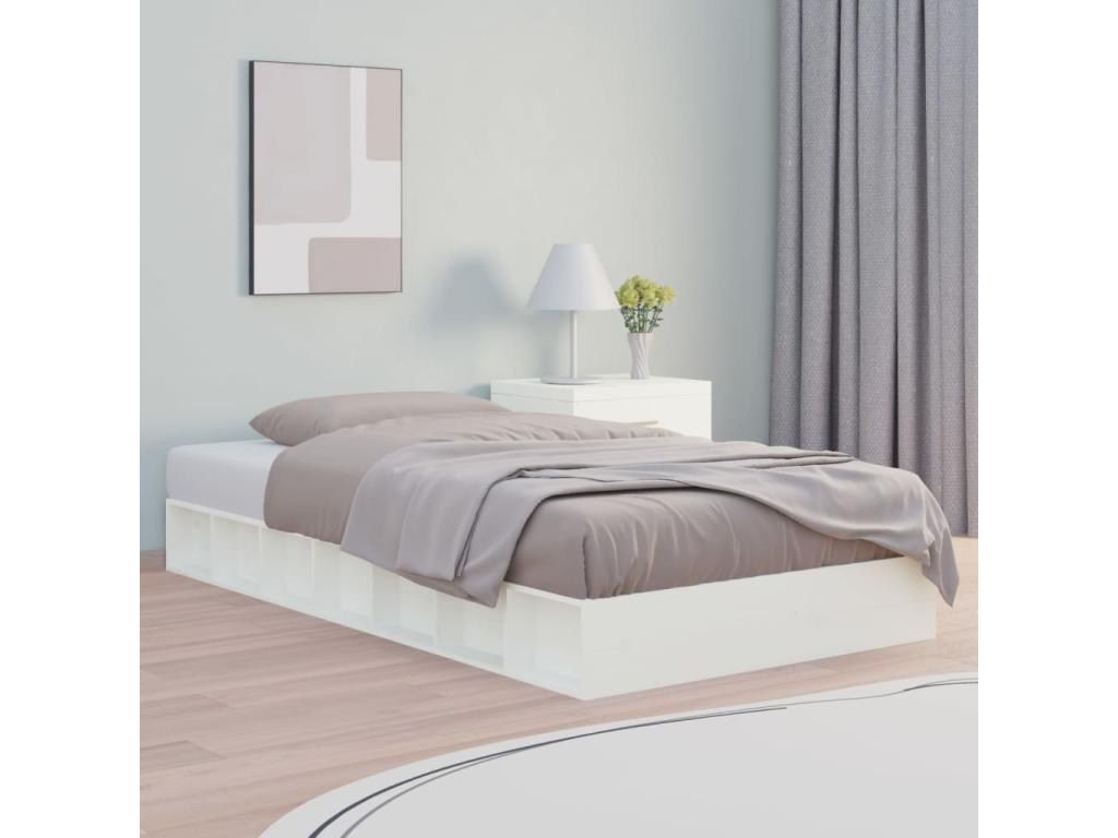 Struttura letto in legno massello bianco, 90 x 190 cm