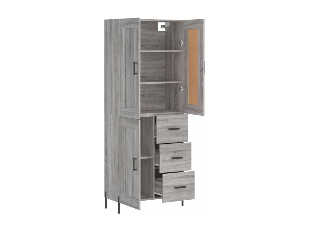 Credenza in legno ingegnerizzato grigio, 69,5 x 34 x 180 cm