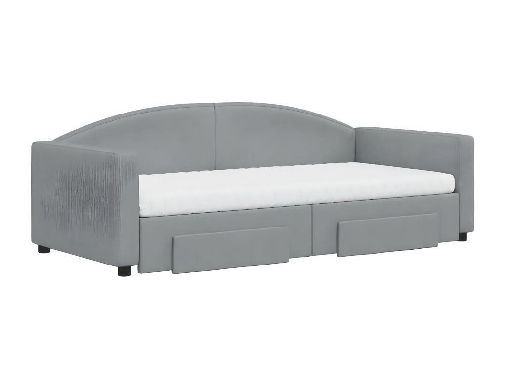 Letto in tessuto grigio, 90 x 190 cm