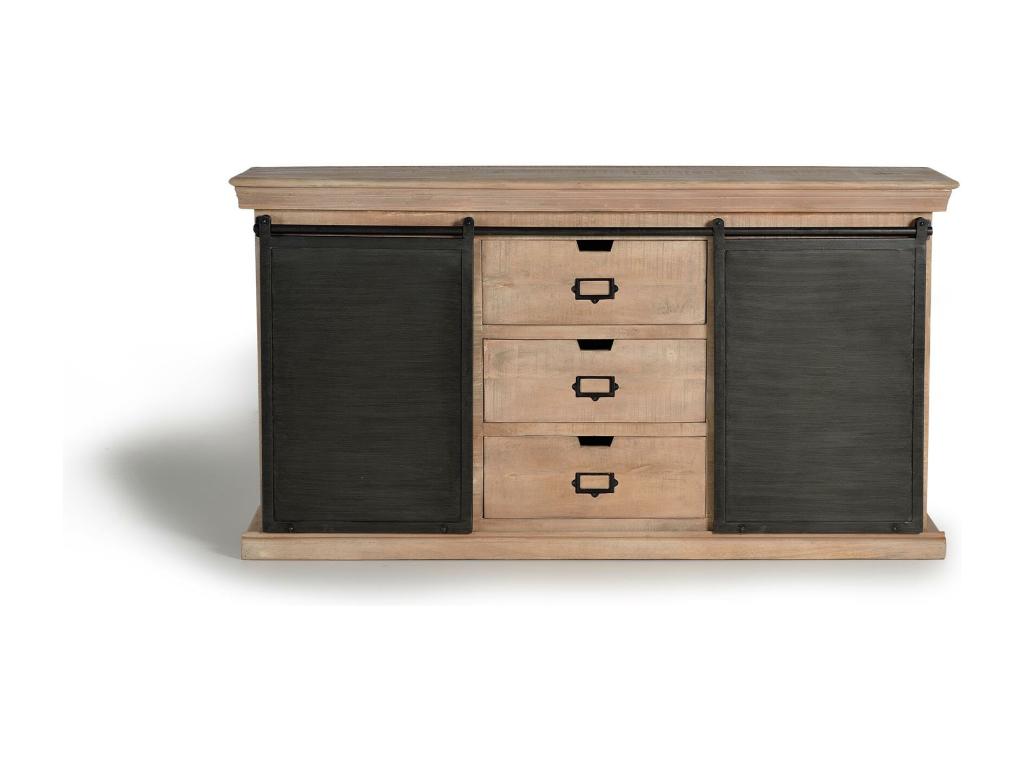 Credenza in metallo nero, 85 x 40 x 160 cm