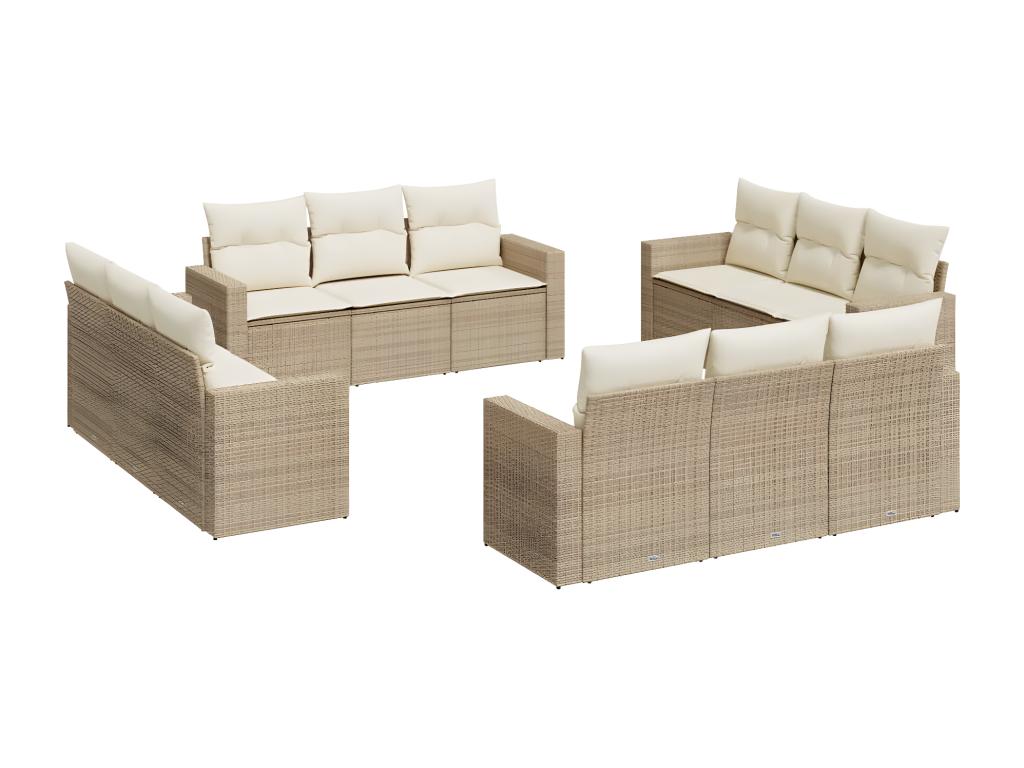 Set di mobili da esterno in vimini intrecciato in resina beige - dlz1766572676568