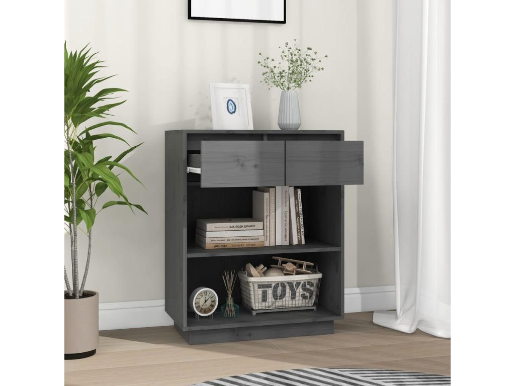 Armadio in legno di pino grigio, 60 x 34 x 75 cm