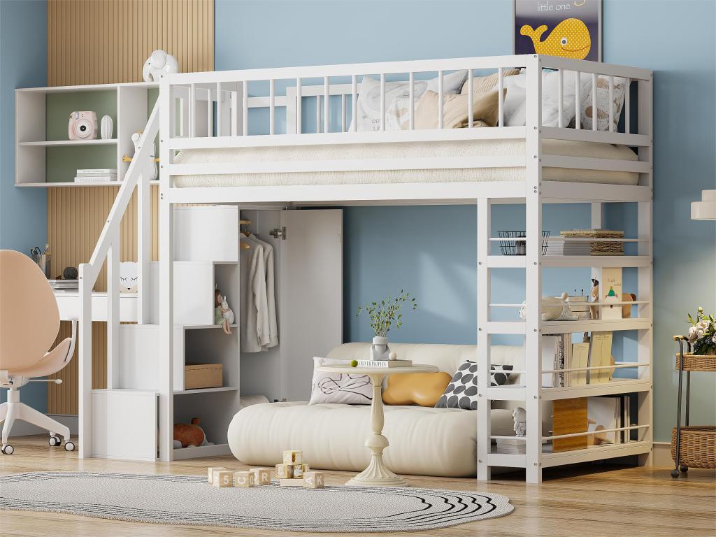 Letto in legno massello bianco, 90 x 200 cm