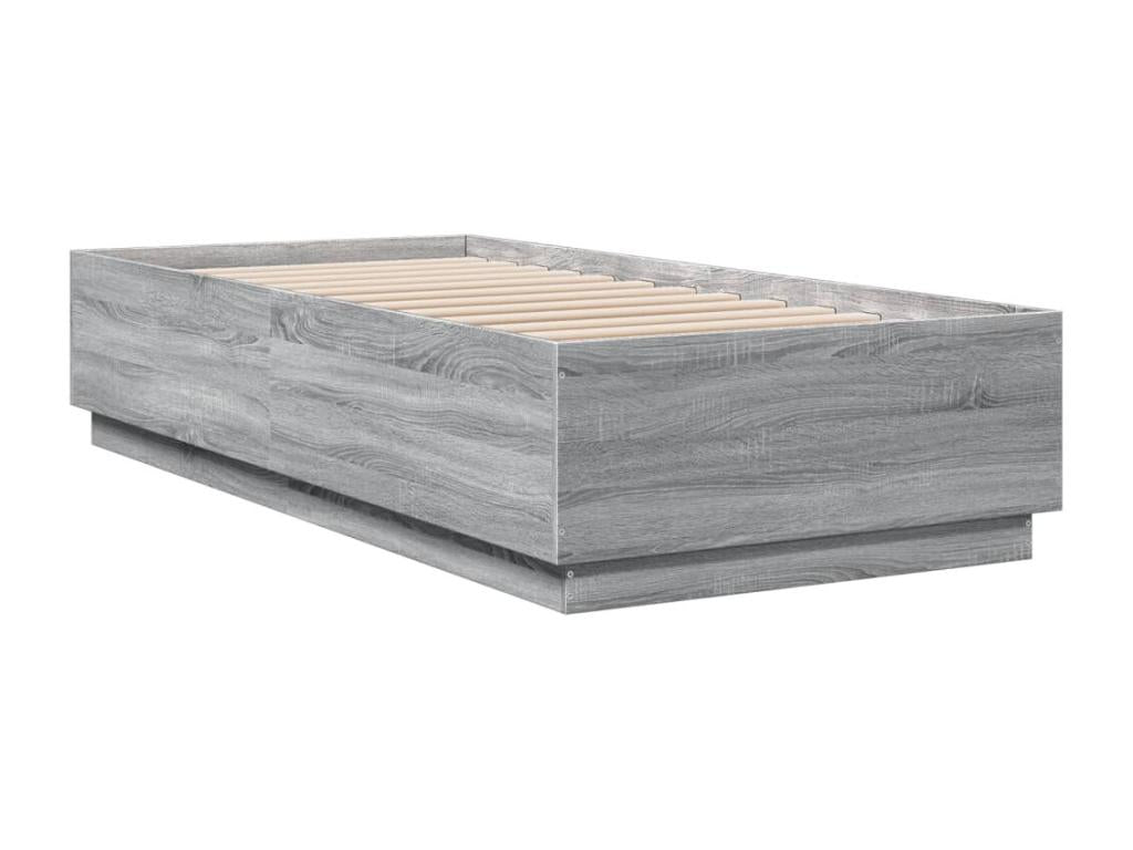 Struttura letto in legno ingegnerizzato grigio, 90 x 200 cm - dlz1766572284044