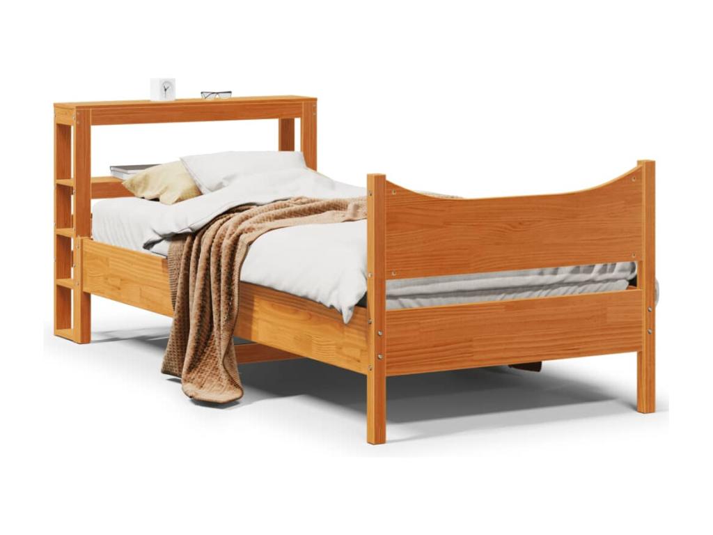 Struttura letto in legno di pino marrone, 90 x 200 cm