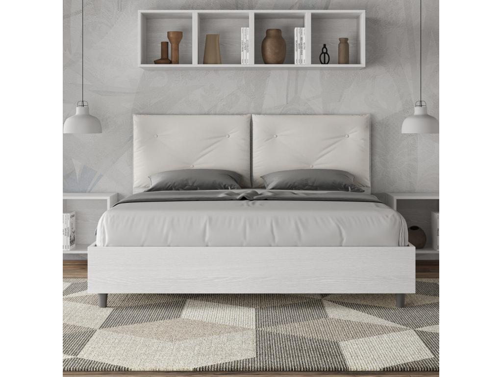 Letto in similpelle bianca, 160 x 200 cm