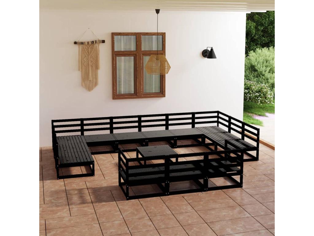 Set di mobili da esterno in legno di pino nero - dlz1766573042742