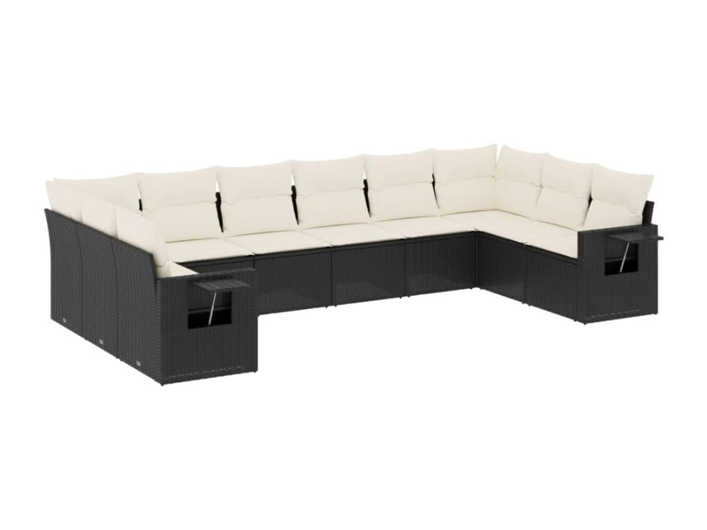 Set di mobili da esterno in vimini intrecciato in resina nera