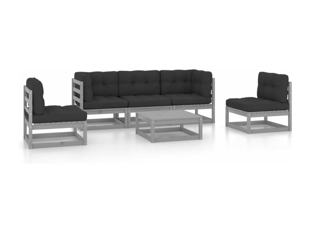 Set di mobili da esterno in legno di pino grigio - dlz1766573087693