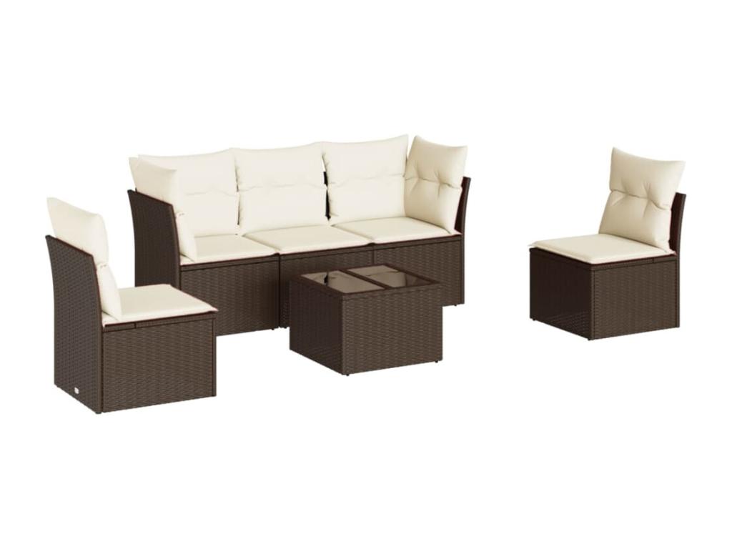 Set di mobili da esterno in vimini intrecciato in resina marrone - dlz1766572708643